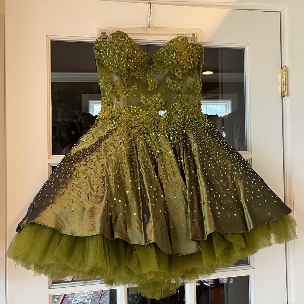 Jovani Strapless Corset Garden Cocktail Dress